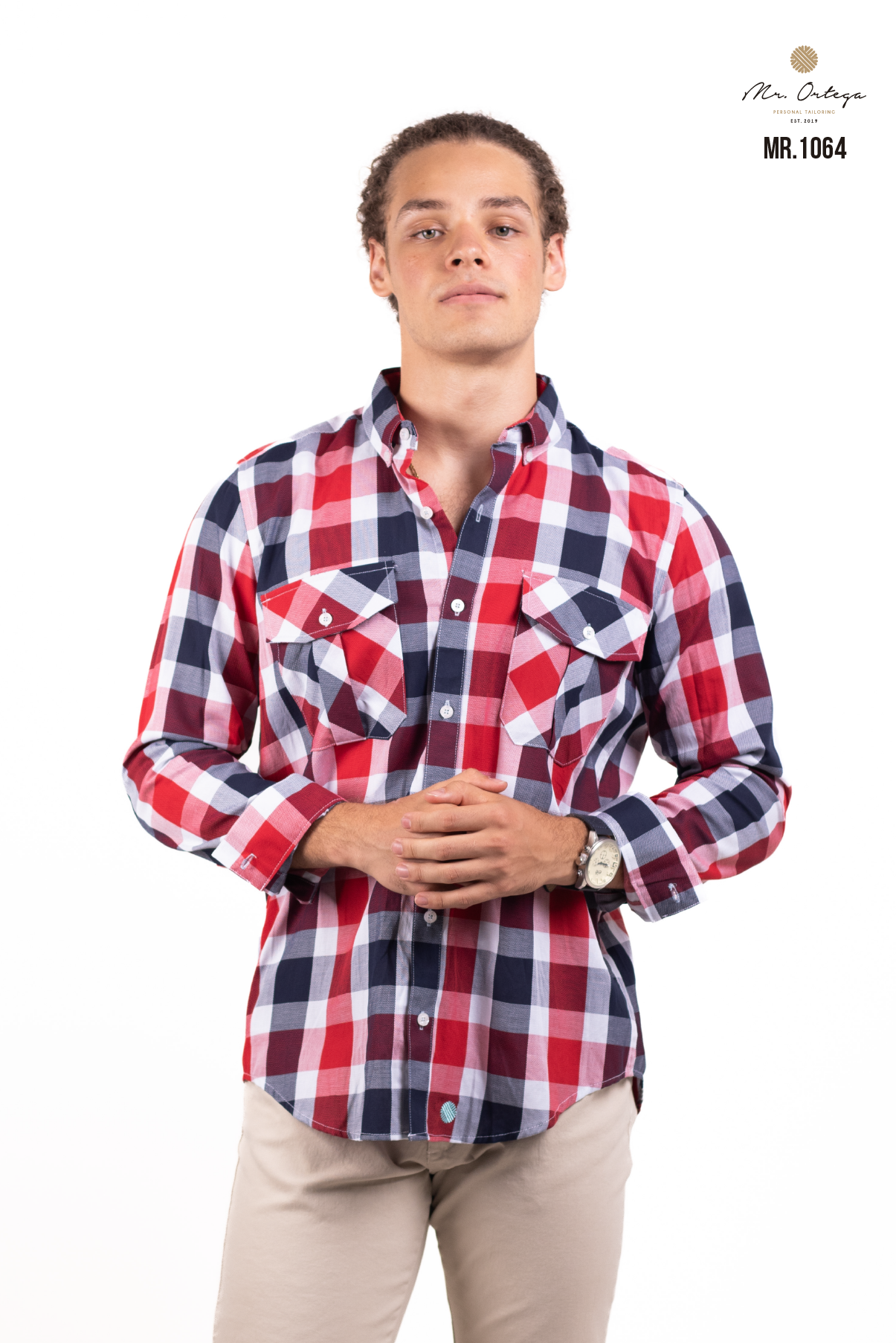 CAMISA CUADROS BLANCO / MARINO Y ROJO
