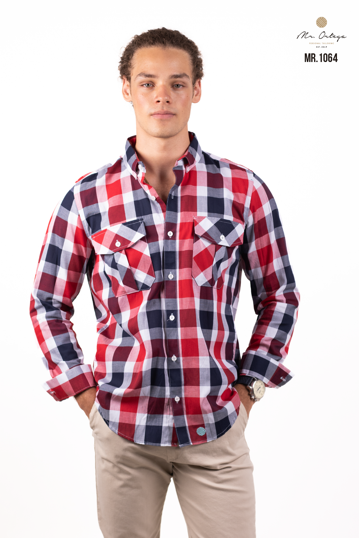 CAMISA CUADROS BLANCO / MARINO Y ROJO