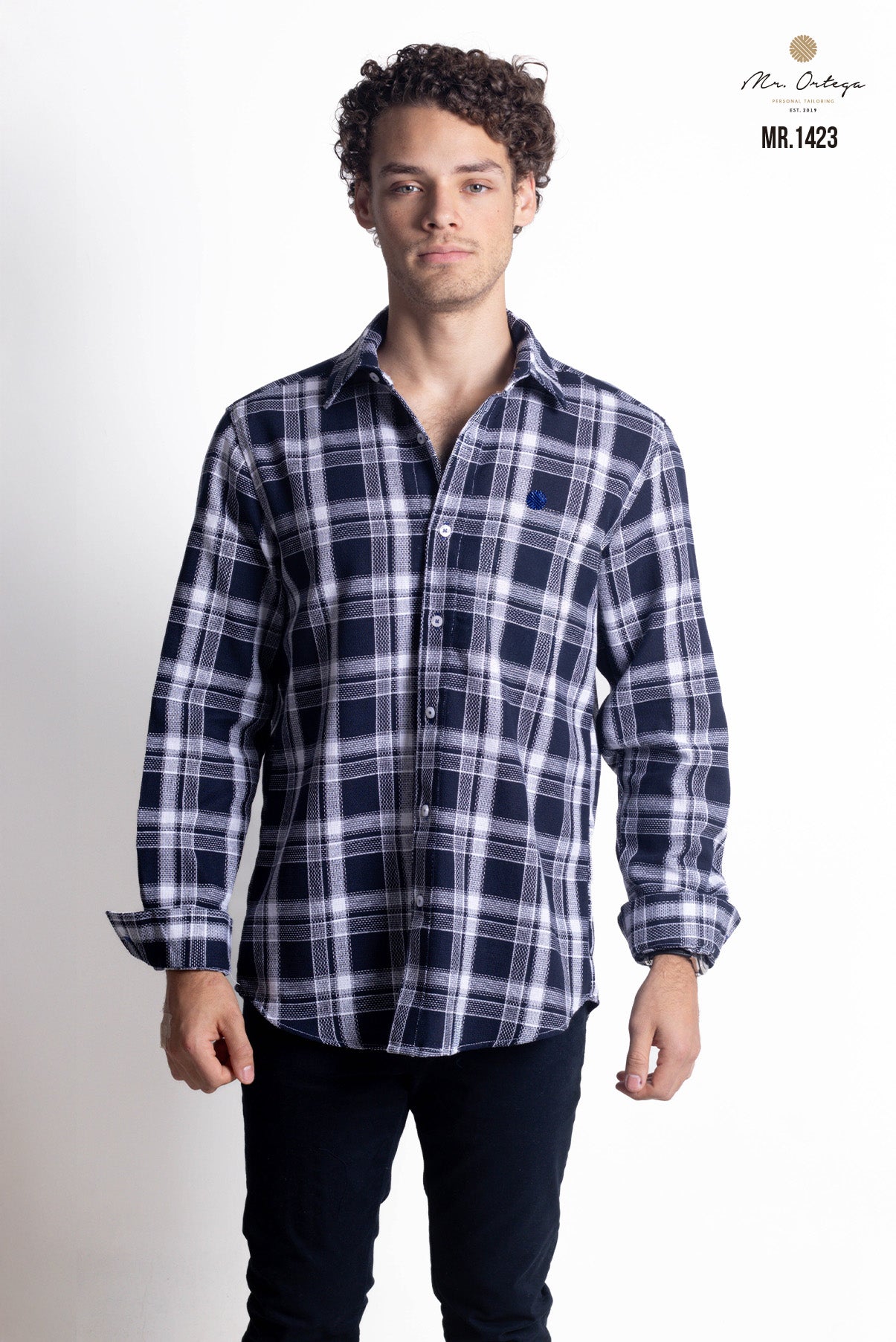 CAMISA CUADROS AZUL MARINO Y BLANCO