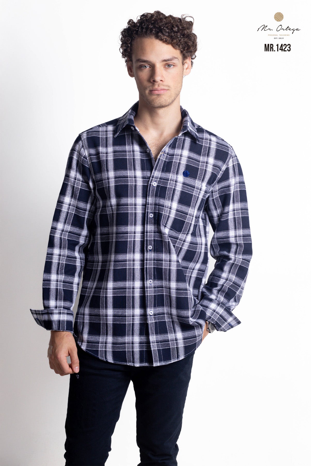 CAMISA CUADROS AZUL MARINO Y BLANCO