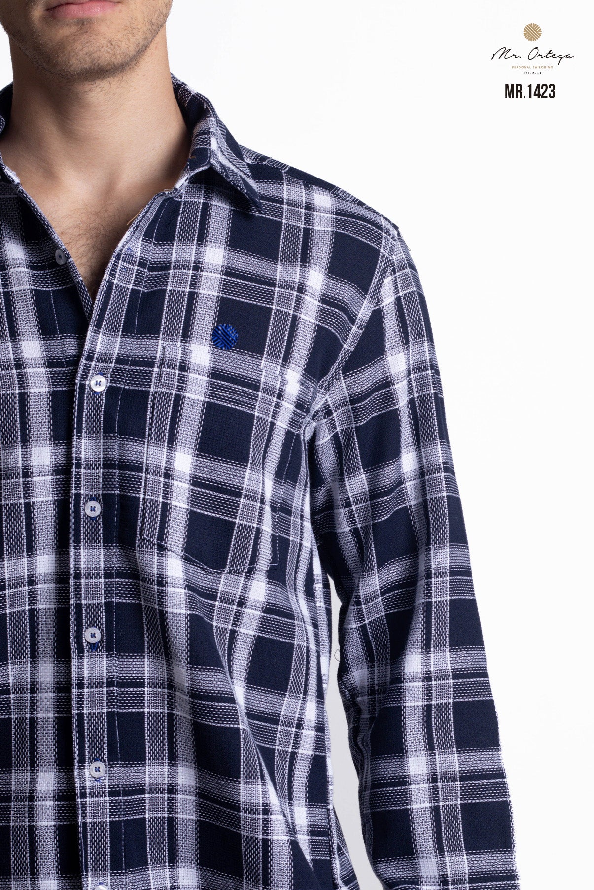 CAMISA CUADROS AZUL MARINO Y BLANCO