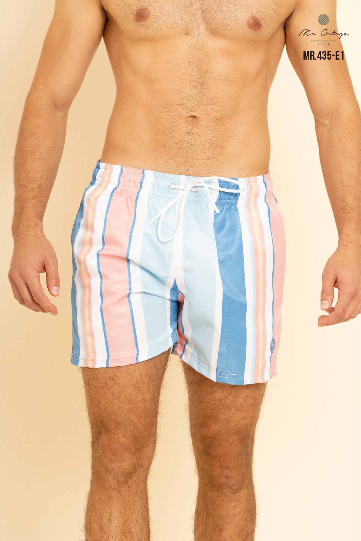 Traje De Baño Rayas Rosa, Azul y Blanco