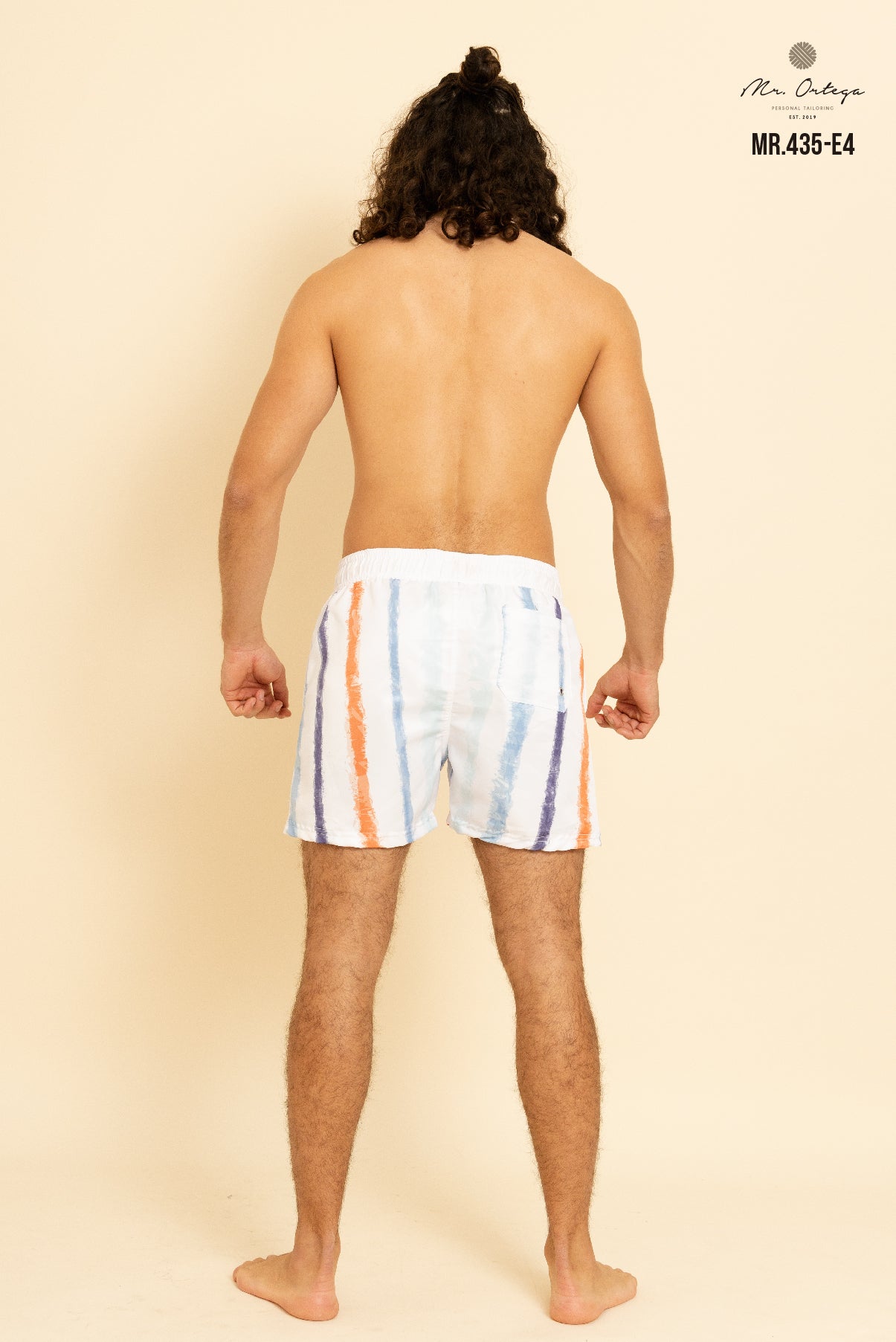 TRAJE DE BAÑO RAYAS BLANCO, NARANJA Y AZUL