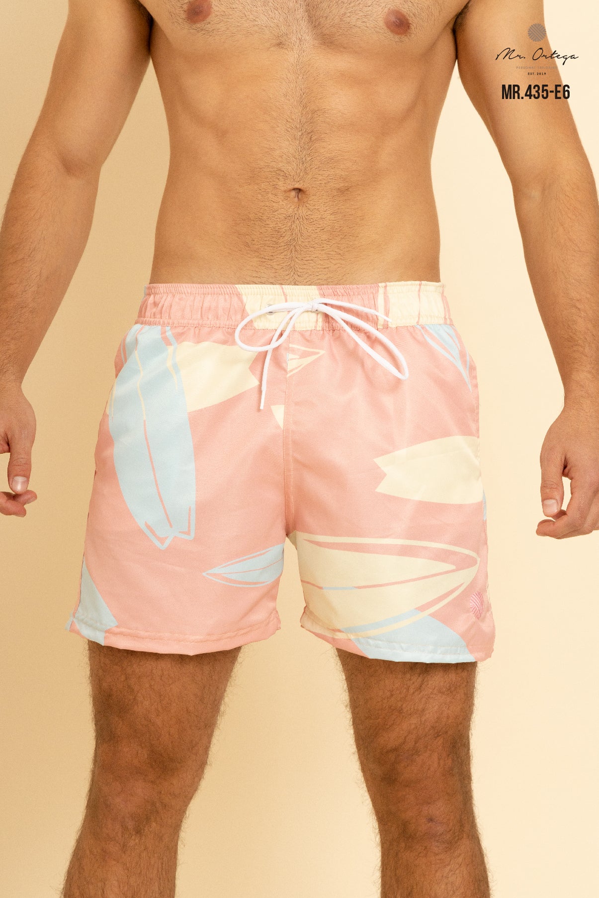 Traje De Baño Rosa Estampado Azul Y Amarillo