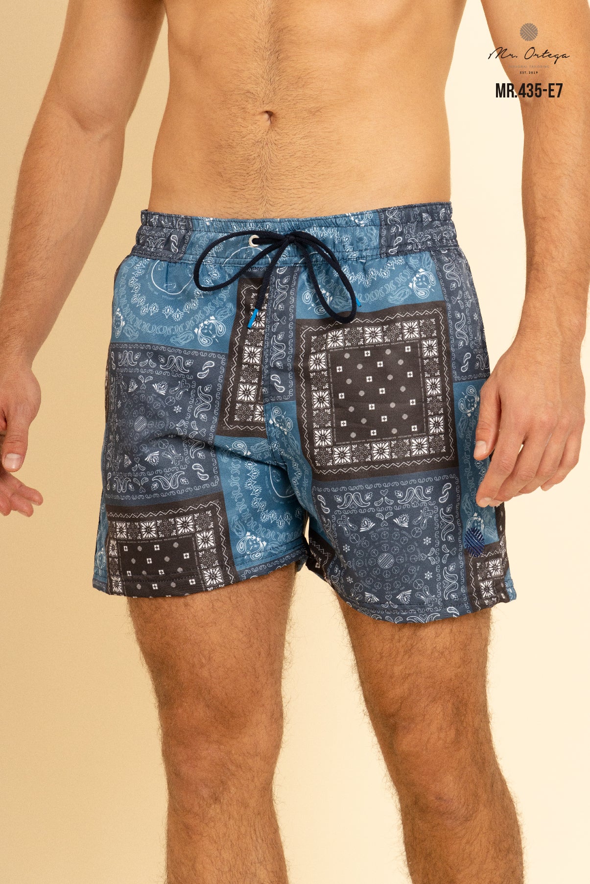 TRAJE DE BAÑO ESTAMPADO AZUL MARINO