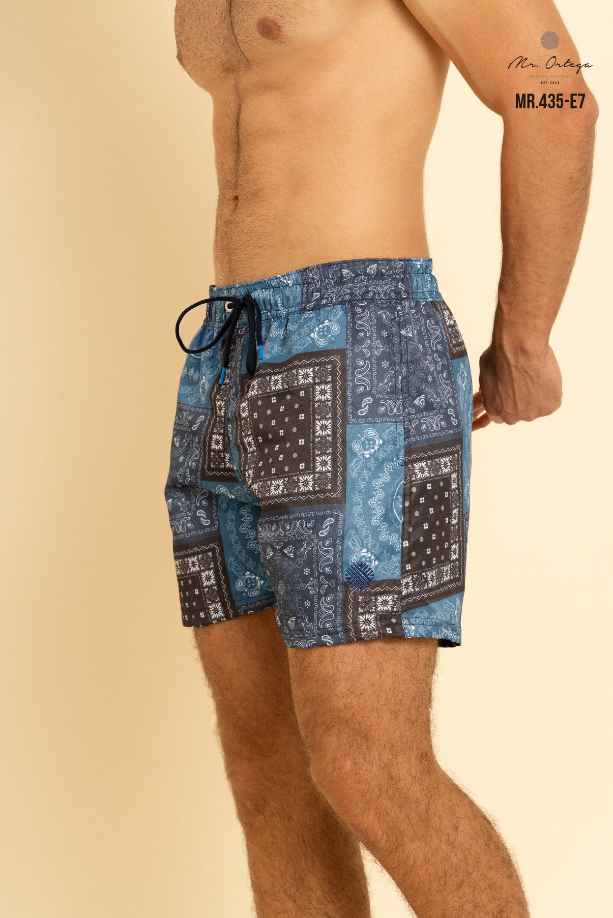 TRAJE DE BAÑO ESTAMPADO AZUL MARINO