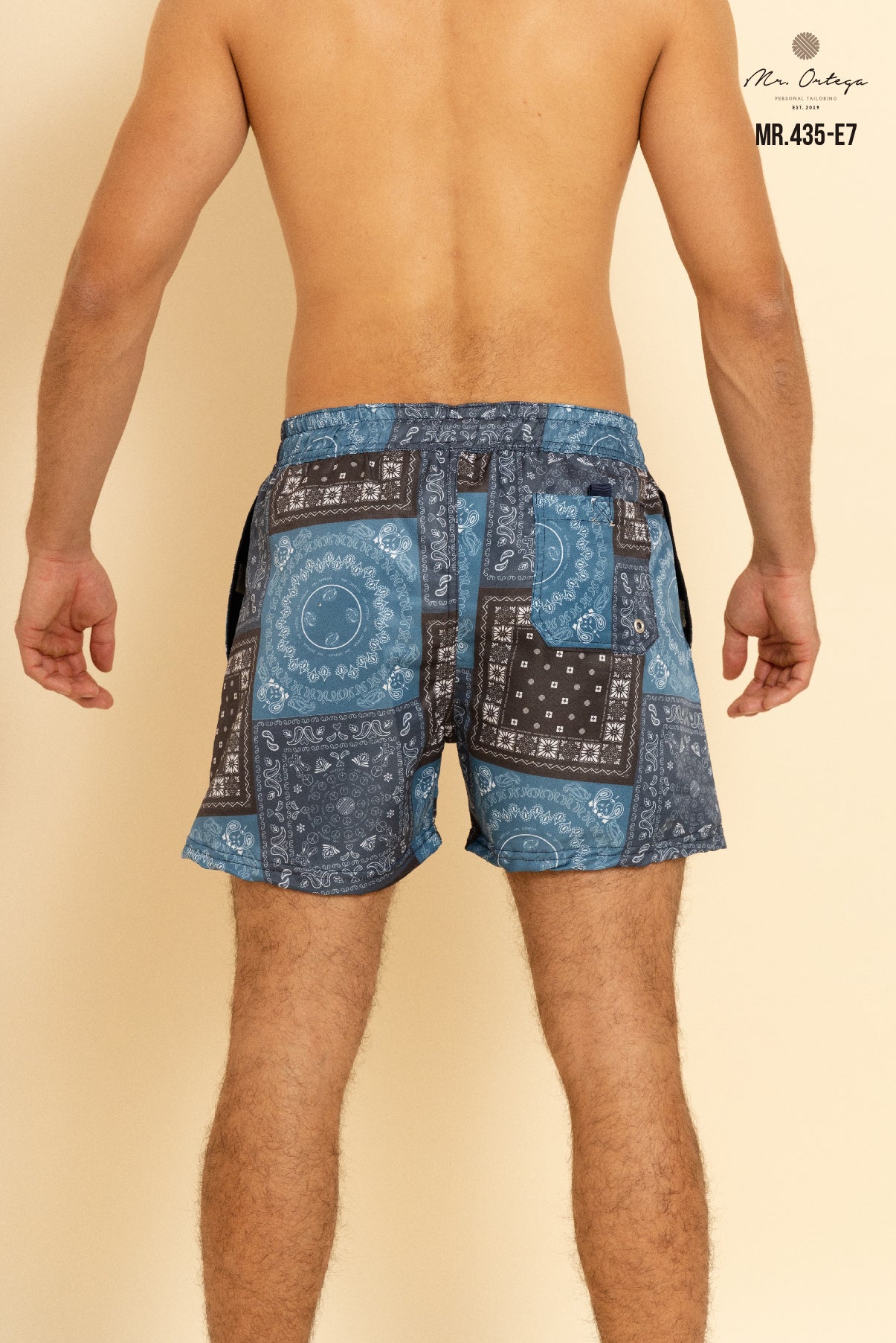 TRAJE DE BAÑO ESTAMPADO AZUL MARINO