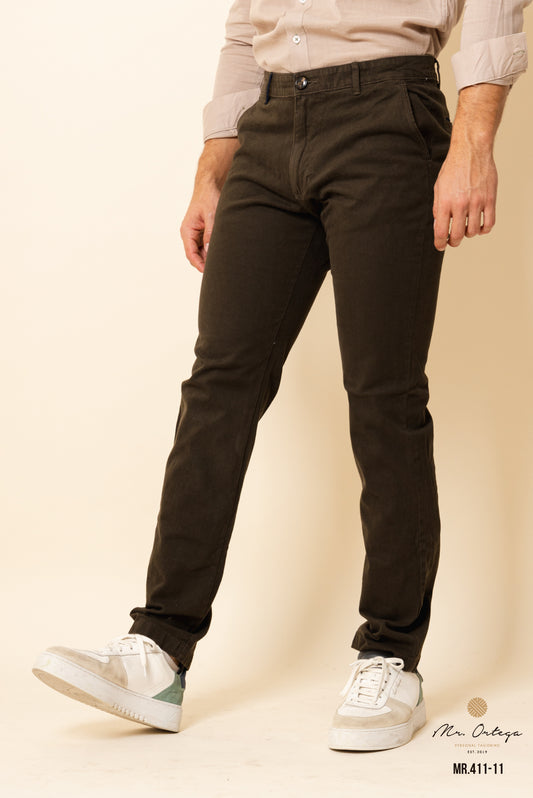 PANTALON DE GABARDINA OLIVO