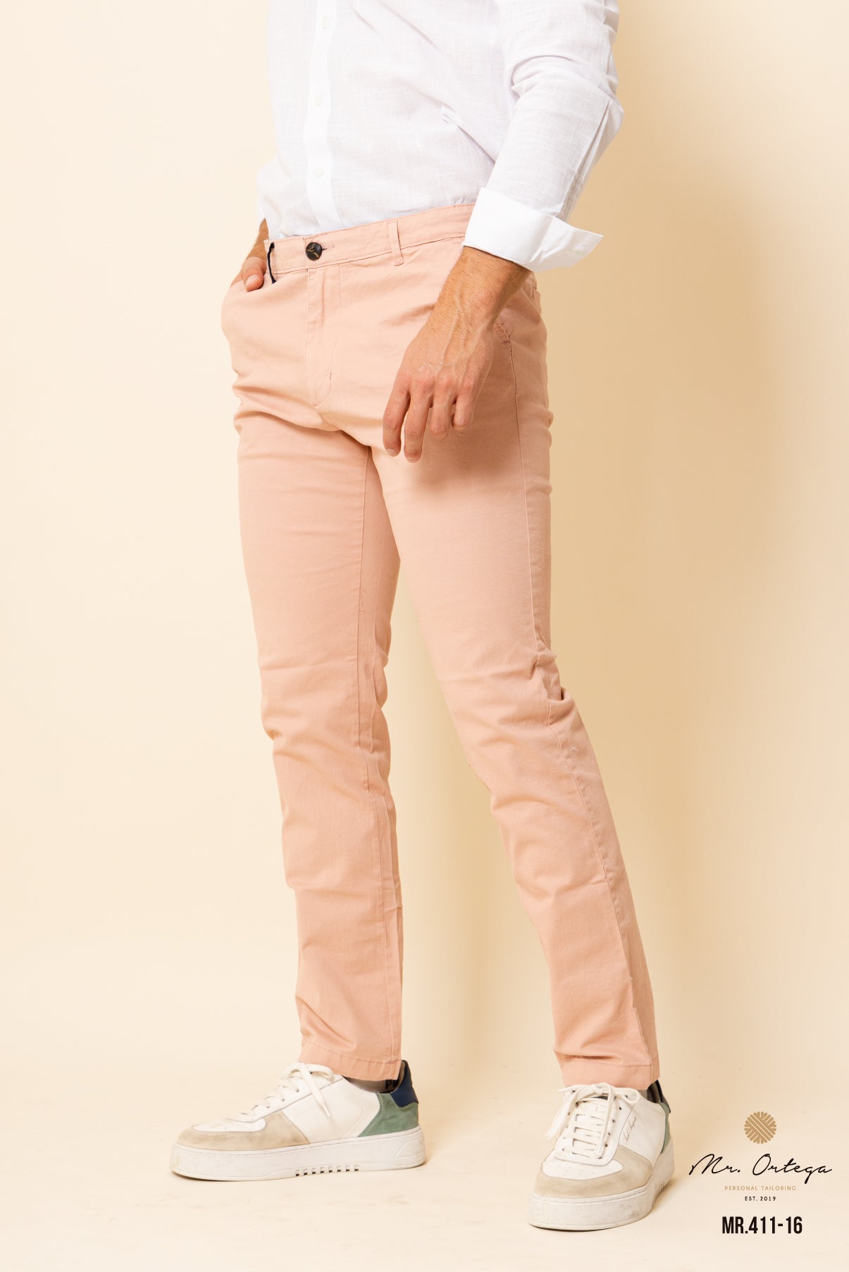 PANTALÓN GABARDINA ROSA CORTE REGULAR