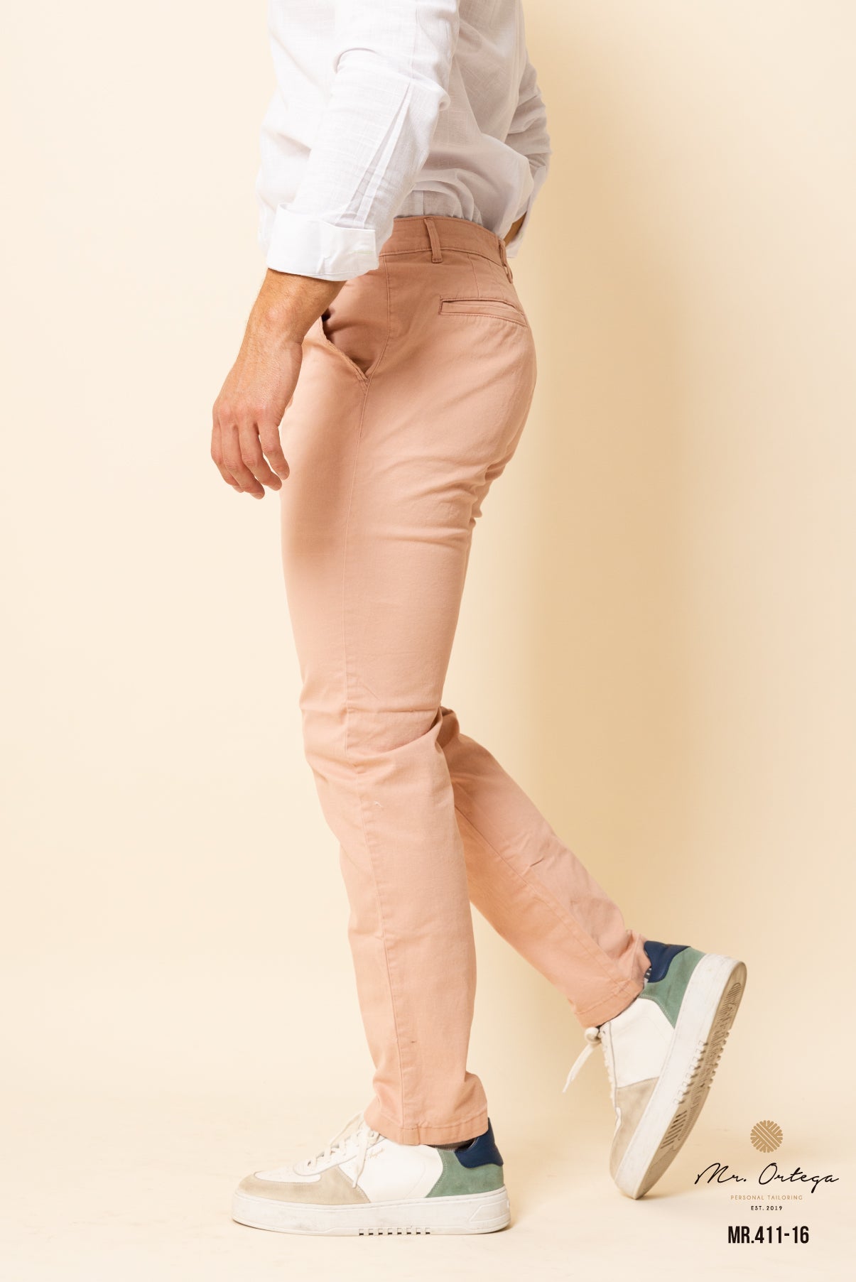 PANTALÓN GABARDINA ROSA CORTE REGULAR