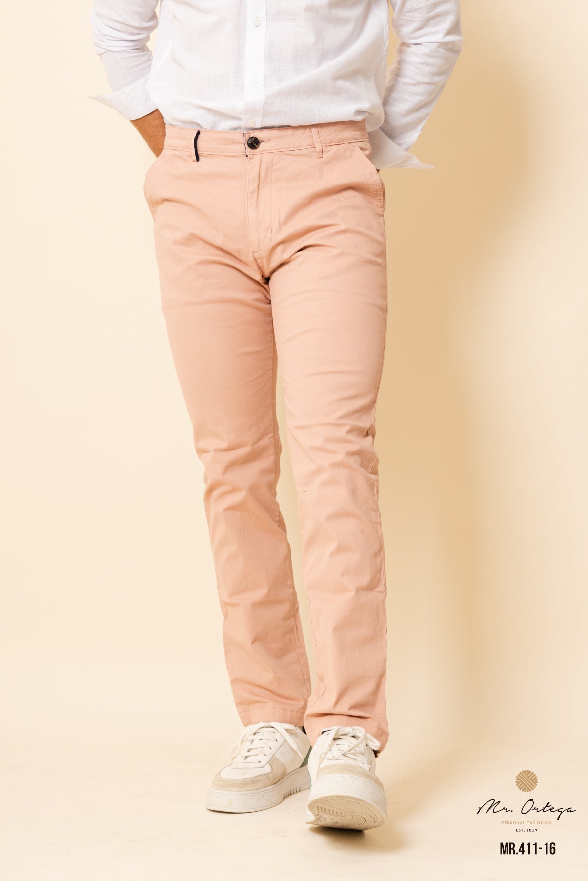 PANTALÓN GABARDINA ROSA CORTE REGULAR