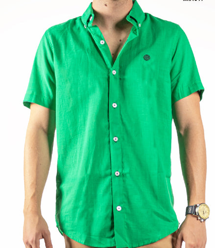 CAMISA LISA VERDE MANGA CORTA