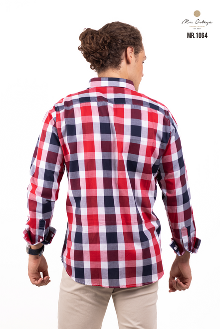 CAMISA CUADROS BLANCO / MARINO Y ROJO