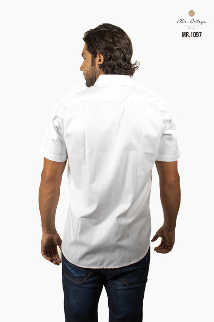CAMISA BLANCO LISO MANGA CORTA