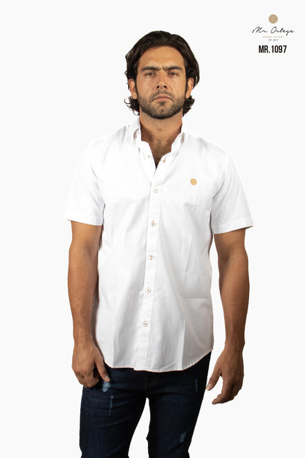 CAMISA BLANCO LISO MANGA CORTA