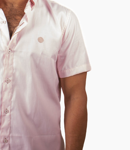 CAMISA LISA ROSA PASTEL LOGOTIPO ROSA