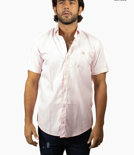 CAMISA LISA ROSA PASTEL LOGOTIPO ROSA