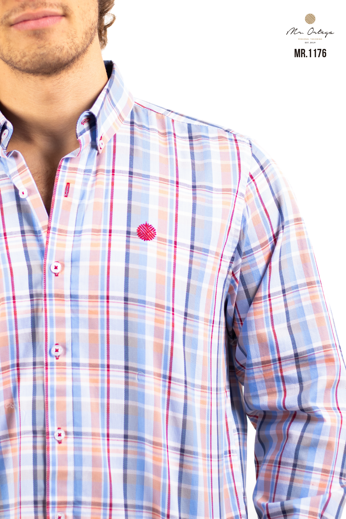 CAMISA CUADROS AZUL CLARO / ROJO Y CORAL CLARO