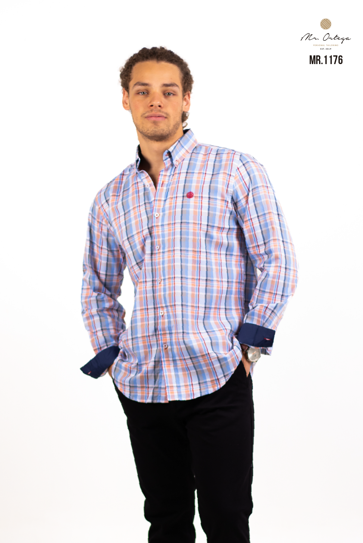CAMISA CUADROS AZUL CLARO / ROJO Y CORAL CLARO