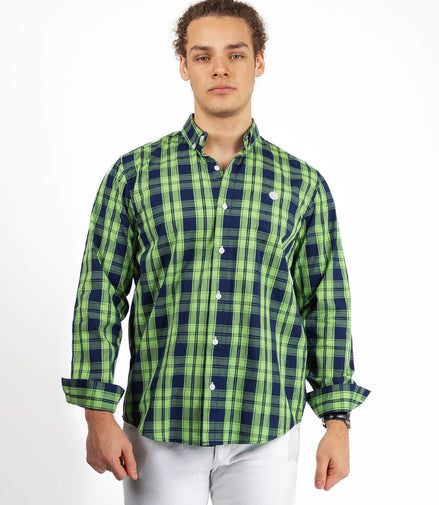 CAMISA AZUL MARINO / VERDE LIMÓN