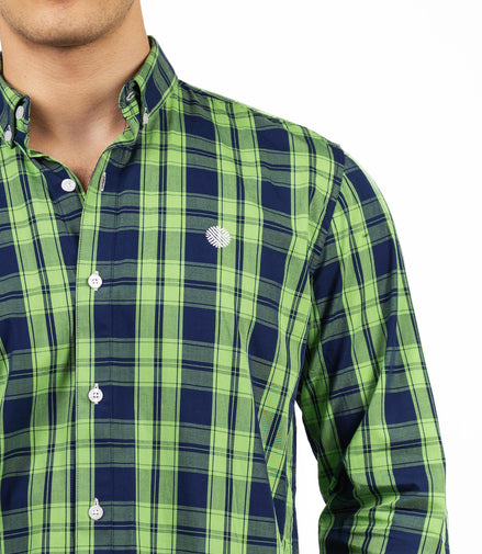 CAMISA AZUL MARINO / VERDE LIMÓN