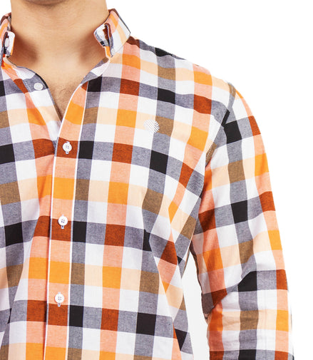 CAMISA CUADROS NARANJA / BLANCO