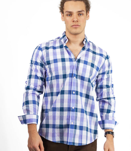 CAMISA CUADROS BLANCO / AZUL REY / LILA