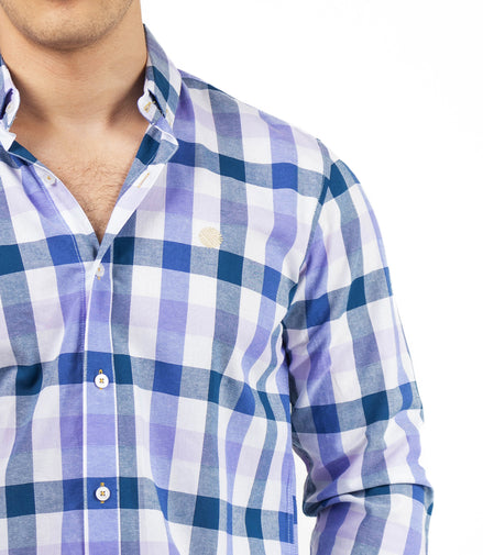 CAMISA CUADROS BLANCO / AZUL REY / LILA