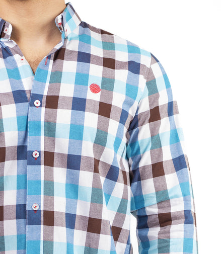 CAMISA CUADROS CAFÉ OSCURO / BLANCO / AZUL