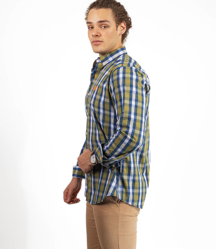 CAMISA CUADROS AZUL / BLANCO / CAFÉ CLARO