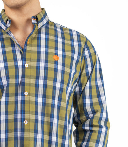 CAMISA CUADROS AZUL / BLANCO / CAFÉ CLARO