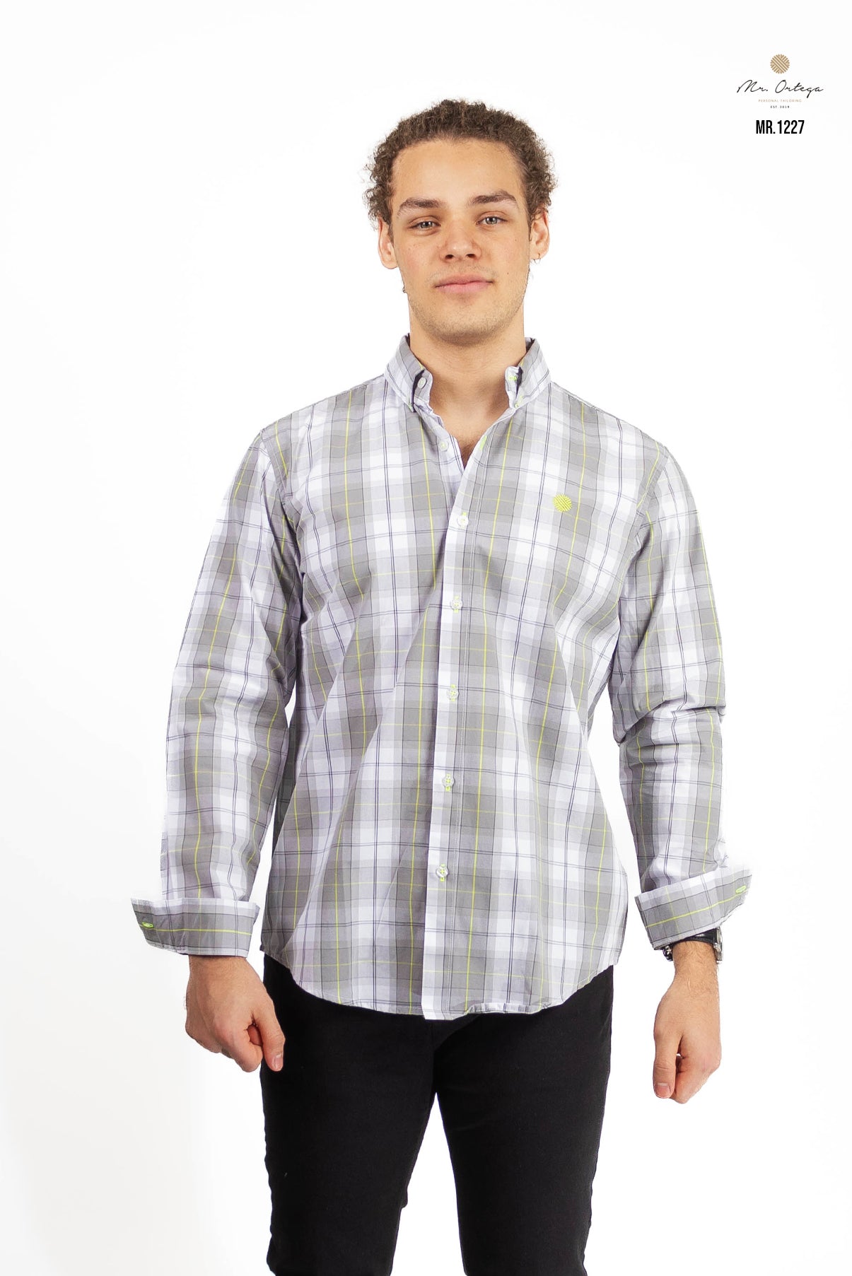 CAMISA CUADROS GRIS, BLANCO Y AMARILLO