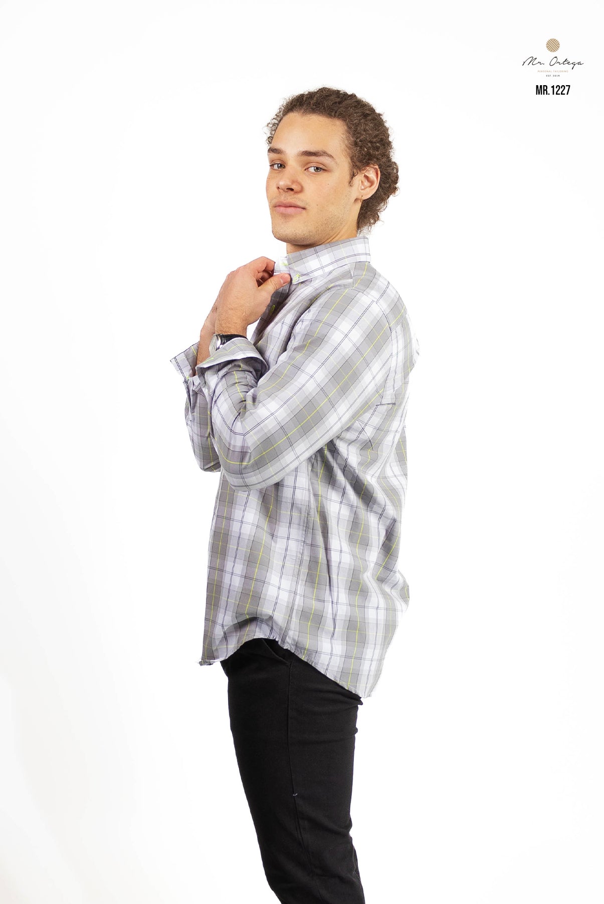 CAMISA CUADROS GRIS, BLANCO Y AMARILLO