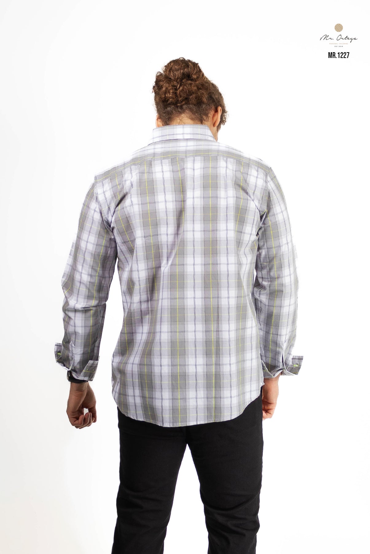 CAMISA CUADROS GRIS, BLANCO Y AMARILLO