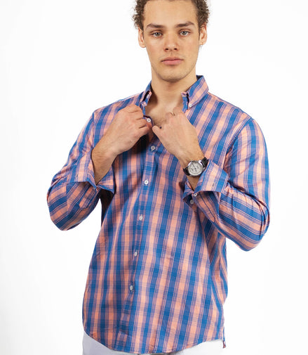 CAMISA CUADROS AZUL / ROSA