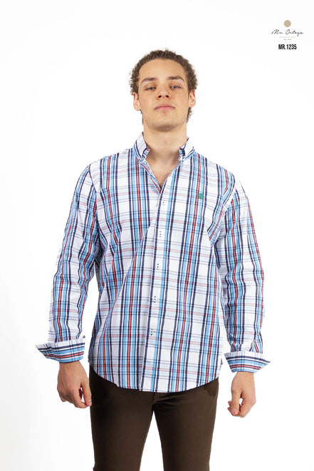 CAMISA CUADROS BLANCO / AZUL Y ROJO