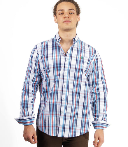 CAMISA CUADROS BLANCO / AZUL Y ROJO