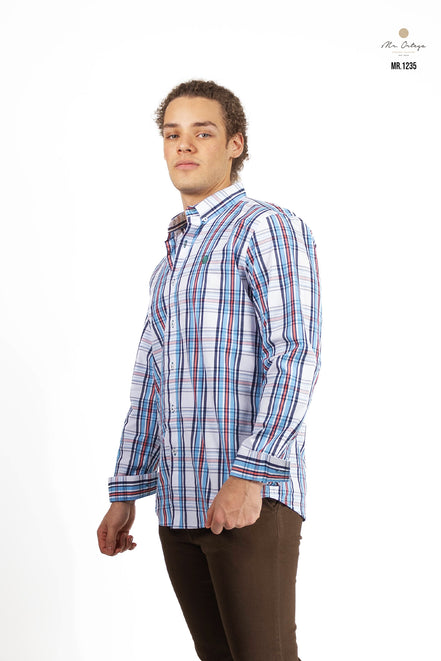 CAMISA CUADROS BLANCO / AZUL Y ROJO