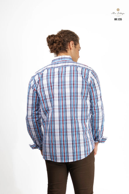 CAMISA CUADROS BLANCO / AZUL Y ROJO