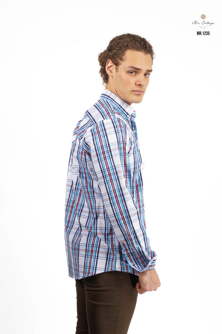 CAMISA CUADROS BLANCO / AZUL Y ROJO