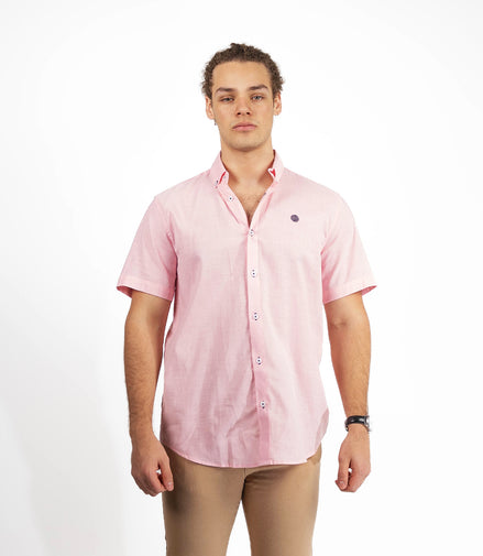 CAMISA ROSA LISA MANGA CORTA