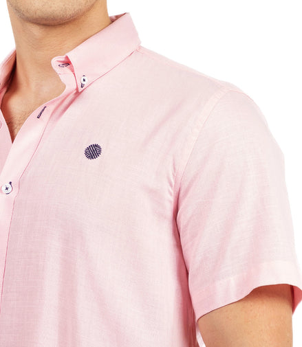 CAMISA ROSA LISA MANGA CORTA