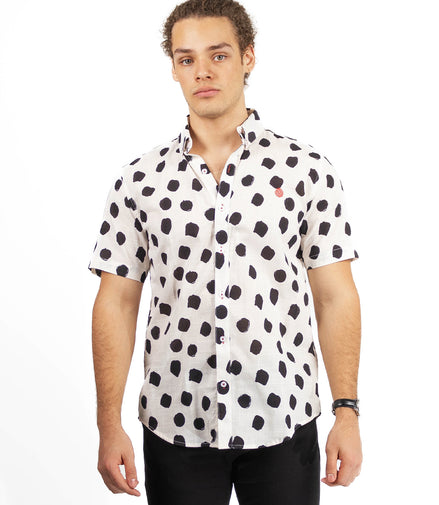 CAMISA BLANCA PUNTOS NEGROS