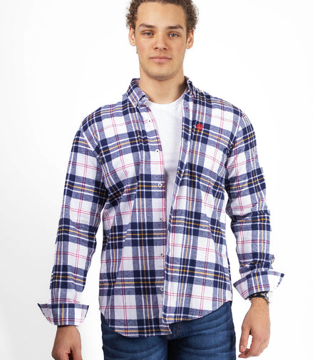 CAMISA FRANELA CUADROS AZULES