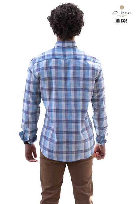 CAMISA CUADROS GRIS, VERDE AGUA Y BLANCO,