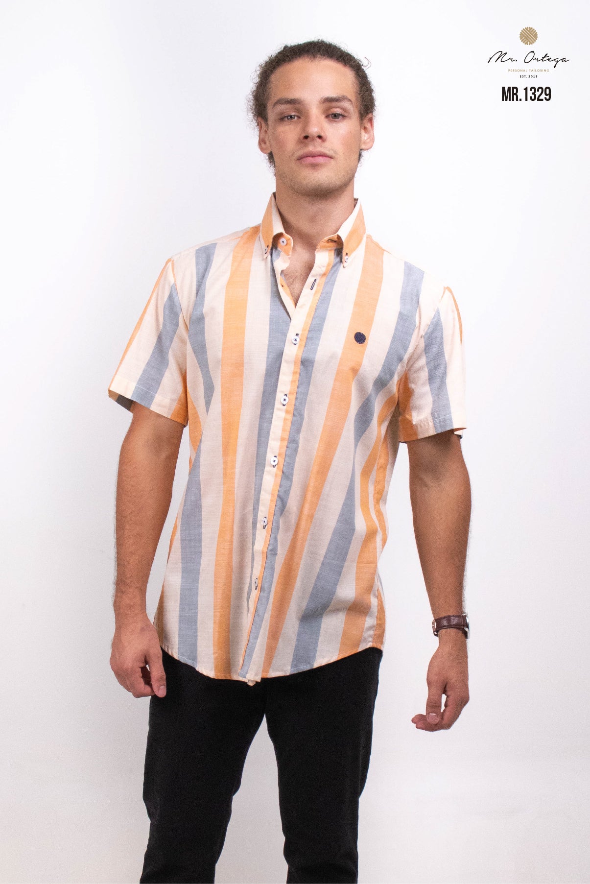CAMISA RAYAS BEIGE, GRIS, NARANJA