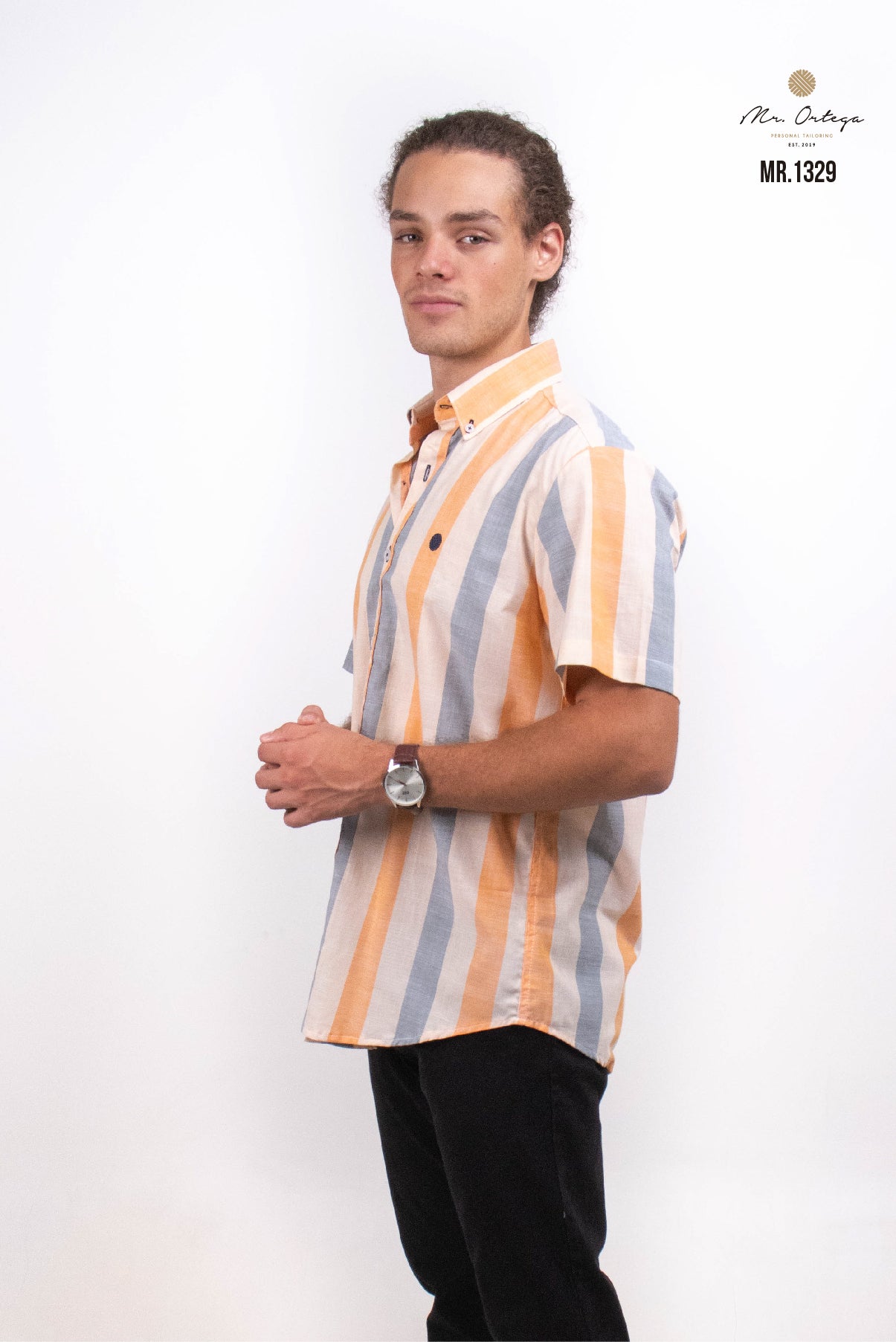 CAMISA RAYAS BEIGE, GRIS, NARANJA