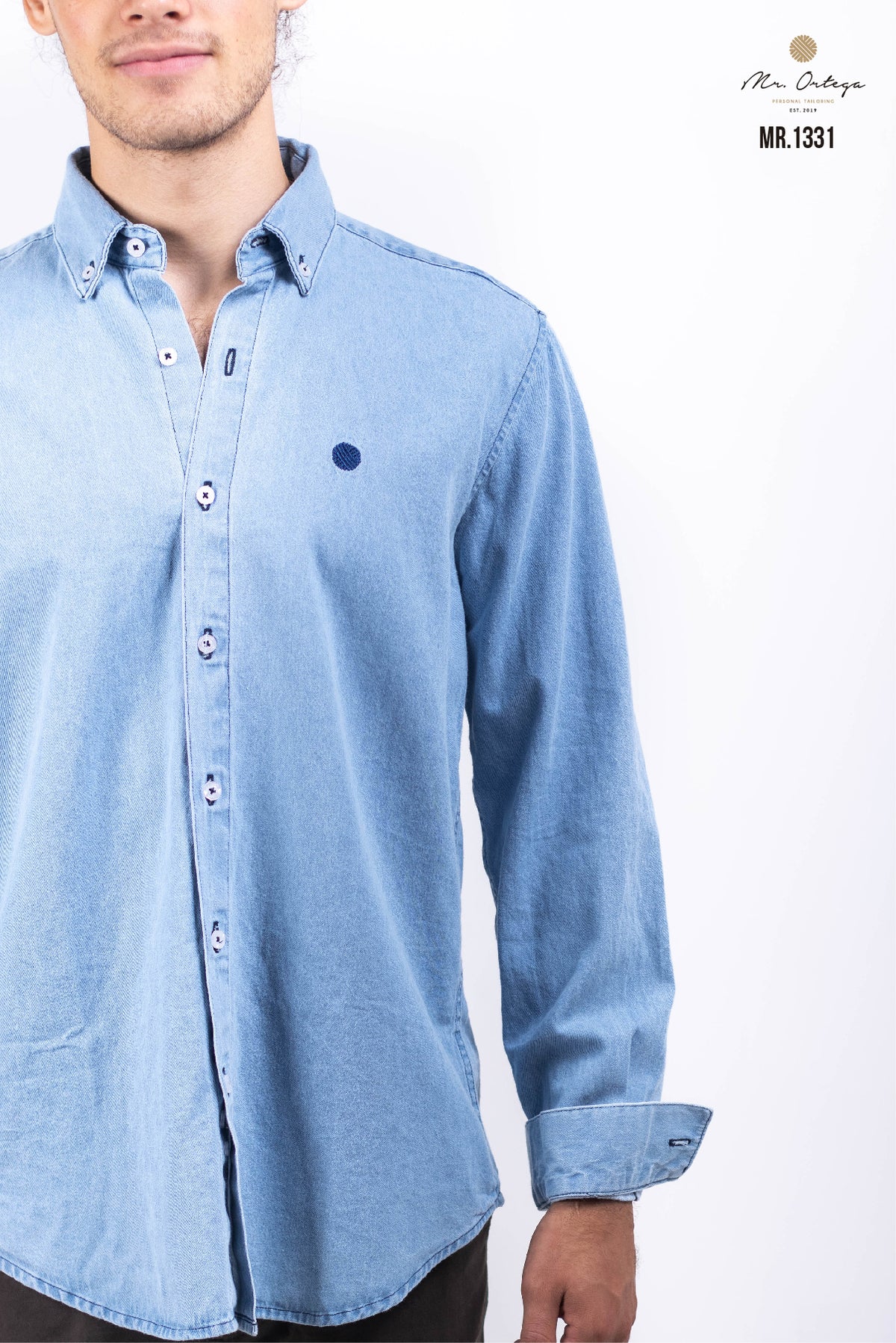 CAMISA LISA MEZCLILLA CLARO MANGA LARGA