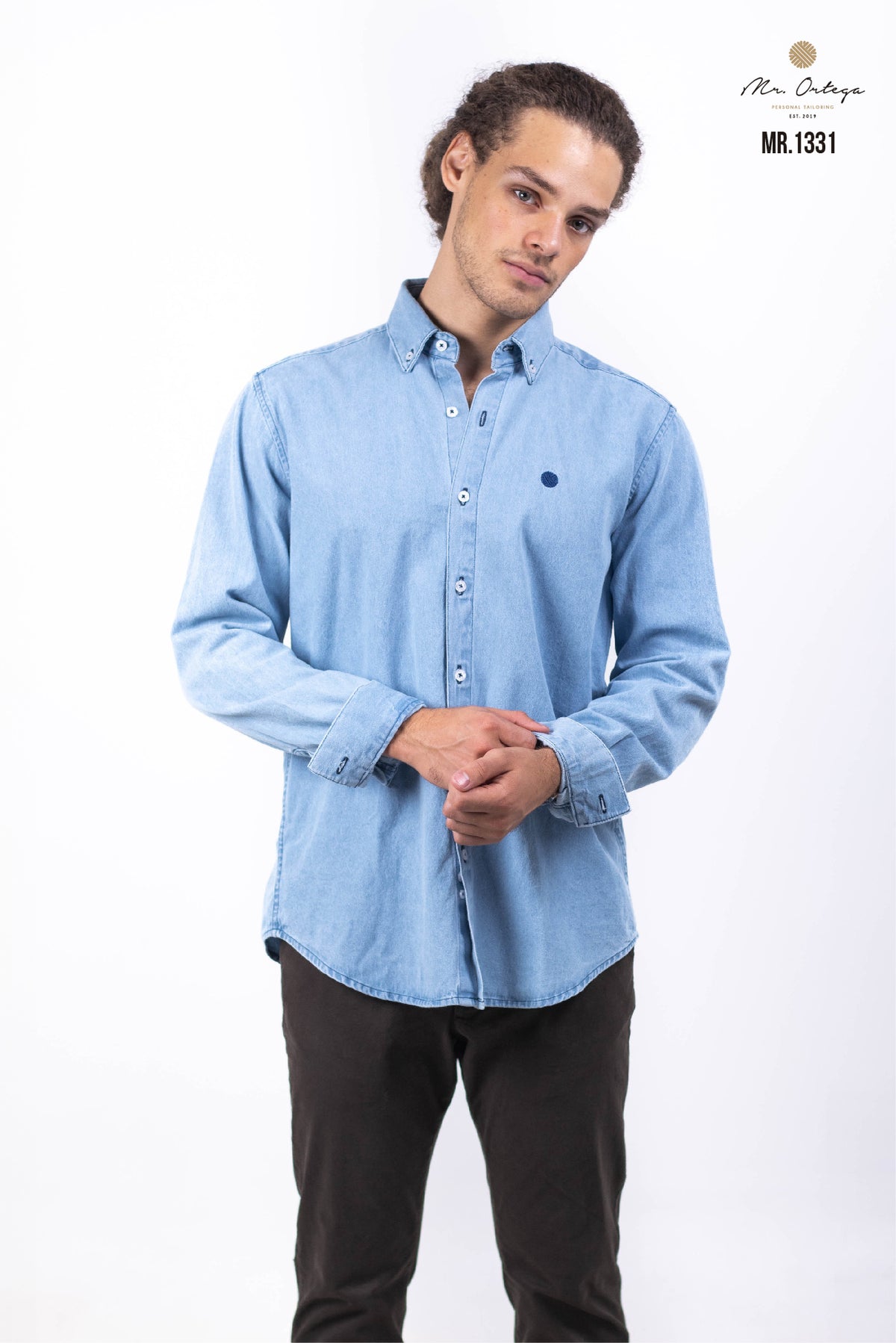 CAMISA LISA MEZCLILLA CLARO MANGA LARGA