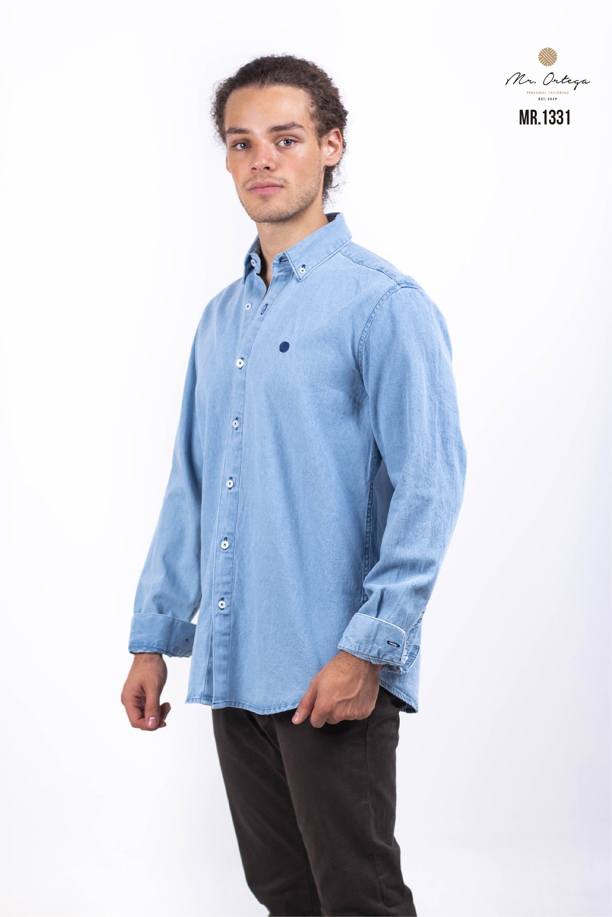 CAMISA LISA MEZCLILLA CLARO MANGA LARGA